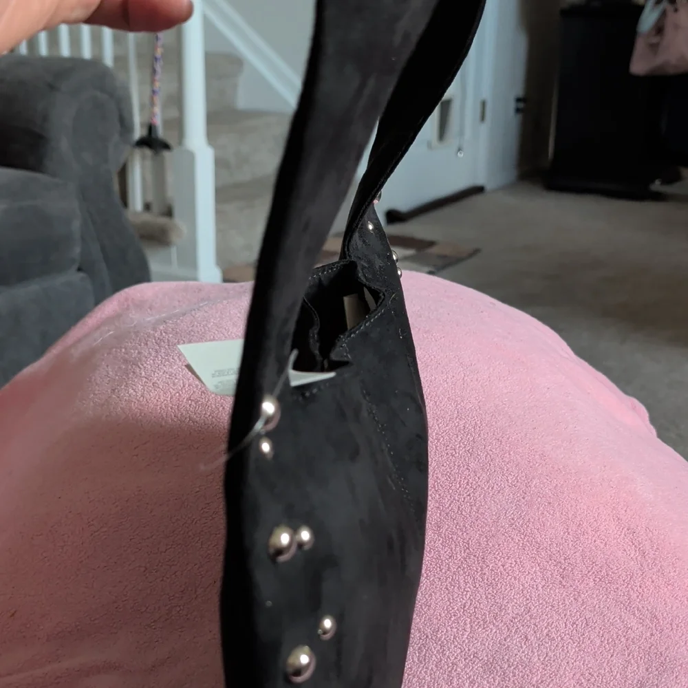 Hollister Black Suede Hobo Bag with Silver Studs